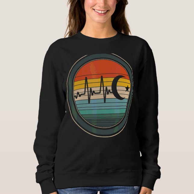Islam Heartbeat Moon Crescent Arabi Sweatshirt (Vorderseite)