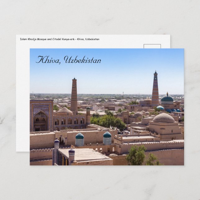Islam Khodja Moschee und Citadel Kunya-ark - Khiva Postkarte (Vorne/Hinten)