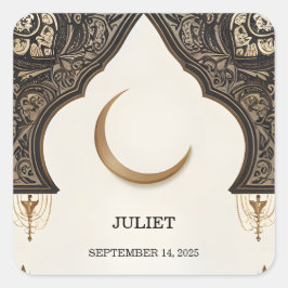 Islam Nikah Arabic Walima Muslim-Brautparty Quadratischer Aufkleber