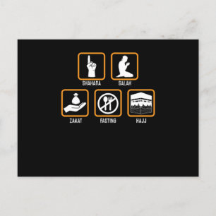 Islam Shahada Salah Hajj Mecca Allah Muslim Gift Postkarte