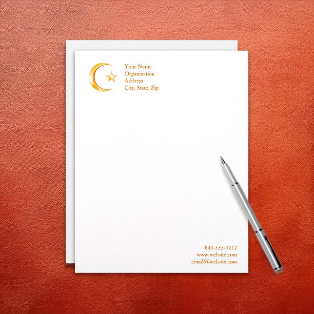 Islam-Symbol Briefbogen (Islam Symbol Letterhead.
Crescent moon and star, symbol of Islam. Customize with your text. )