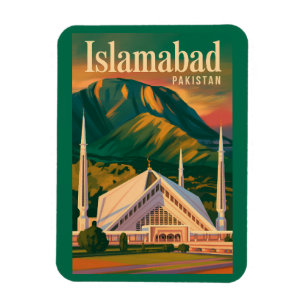 Islamabad Pakistan Faisal-Moschee Illustration Magnet