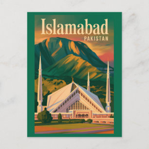 Islamabad Pakistan Faisal-Moschee Illustration Postkarte