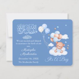 Islamic Baby Boy Birth Announcement Card Ankündigung