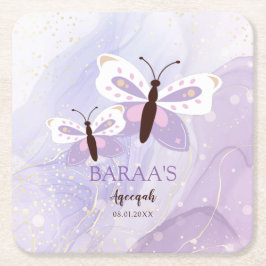 Islamic Baby Girl Aqeeqah Paper Coasters Rechteckiger Pappuntersetzer