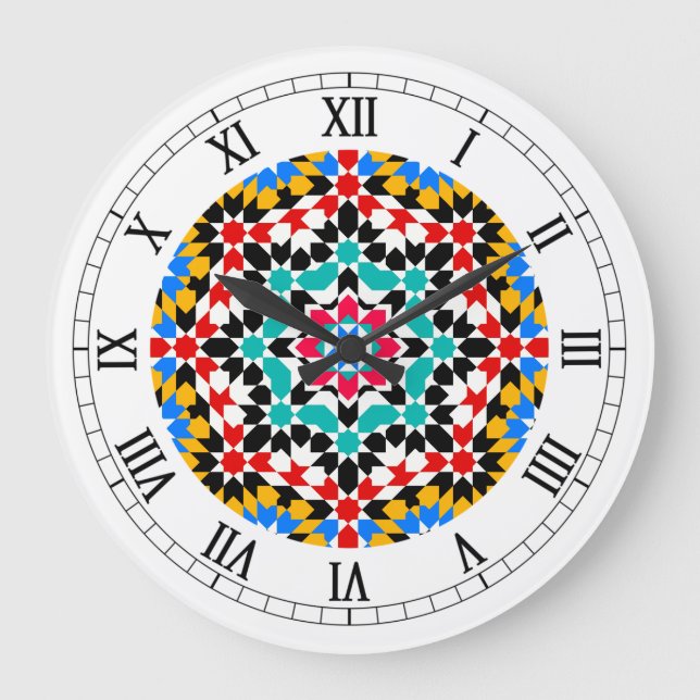 Islamic geometric pattern Wall Clock Große Wanduhr (Vorderseite)