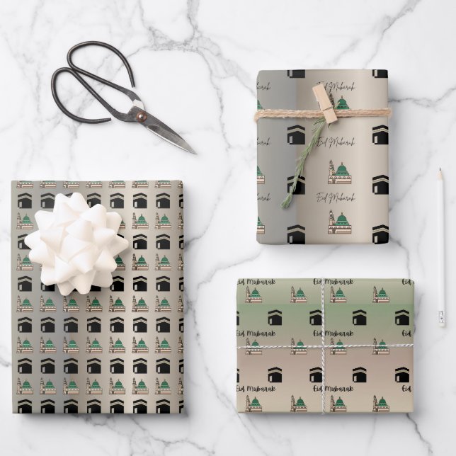 Islamic Gift Wrapping Paper – Kaaba & Prophet’s Mo Geschenkpapier Set (Vorderseite)