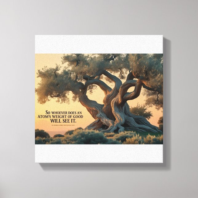 Islamic Wall Art – Olive Tree with Quran Verse . Leinwanddruck (Vorderseite)