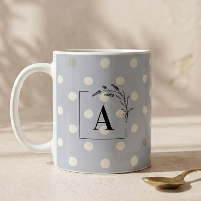 Islamic Wedding Initial Blue Polka Dot Groom Kaffeetasse (Von Creator hochgeladen)
