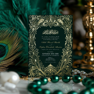 Islamisch Smaragdgrüne Hochzeit Ottomanisch Türkis Folieneinladung