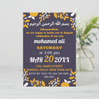 Islamische Aqiqah-Baby-Einladung mit Blumenmotiv