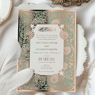 Islamische Art Nouveau Goldfolie Akzente Hochzeit Folieneinladung
