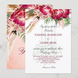 Islamische Bismillah Pampas Protea Floral Wedding Einladung