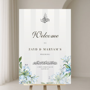 Islamische Blaue Lilie Nikah Hochzeitsbegrüßung Acrylschild