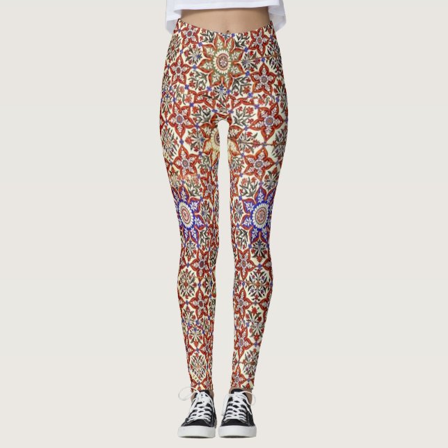 Islamische Geometrie und Blumendesign Leggings (Vorderseite)