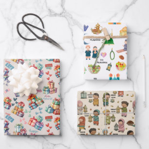 Islamische Geschenkverpackung für Kinder – Buntes  Geschenkpapier Set