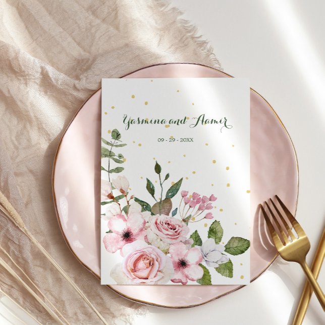 Islamische Hochzeit Bismillah Elegante Blumenblätt Einladung (Von Creator hochgeladen)