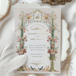 Islamische Hochzeit im Vintagen Garten Folieneinladung<br><div class="desc">Feiern Sie Ihre Gewerkschaft mit unserer zauberhaften, islamischen Hochzeitsfeier, die zeitlose Eleganz und Kulturtradition verbindet. Die Einladung ist wunderschön gestaltet, mit einer blumengeschmückten Anordnung, die in Farbtönen wie Blüte, Korallen und Salbei vor dem Hintergrund eines weichen Elfenbeins blüht. Eine komplexe islamische Bismillah kront das Design, symbolisiert Glauben und Gewerkschaft in...</div>