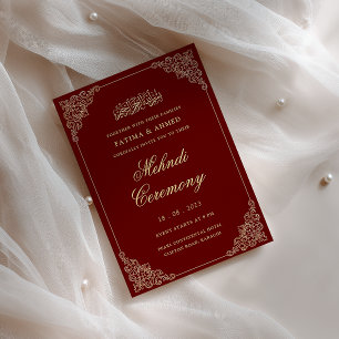 Islamische Hochzeit in Mehndi Red Gold Einladung