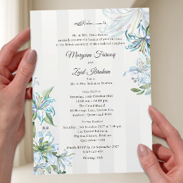 Islamische Hochzeit Nikah Blaue Wasserfarbe Lilie  Acryleinladungen