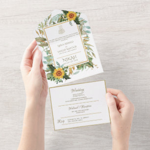Islamische HOCHZEIT NIKAH WALLIMAH Blumen Alles in All In One Einladung