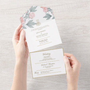 Islamische HOCHZEIT NIKAH WALLIMAH Blumen Alles in All In One Einladung