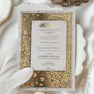 Islamische illuminierte goldene Hochzeit tradition Folieneinladung
