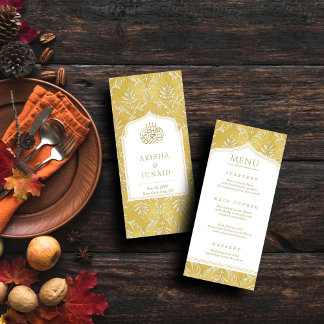 Islamische Königliche Goldene Damaskus-Hochzeit Menükarte