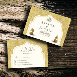 Islamische Königliche Goldene Damaskus-Hochzeit RSVP Karte