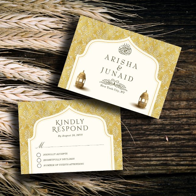Islamische Königliche Goldene Damaskus-Hochzeit RSVP Karte (Von Creator hochgeladen)