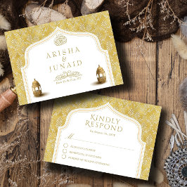 Islamische Königliche Goldene Damaskus-Hochzeit RSVP Karte