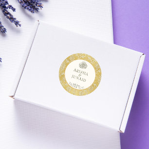 Islamische Königliche Goldene Damast-Gastgeschenk  Runder Aufkleber