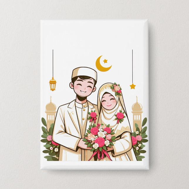 Islamische Kunst Nikah muslimische Groom und Brieg Button (Vorderseite)