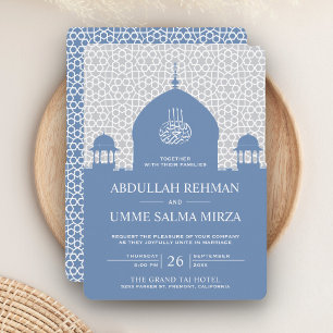 Islamische Kuppel Pastellblau Muslimische Hochzeit Einladung