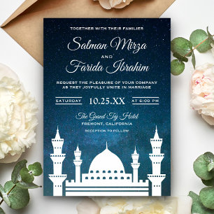 Islamische Moschee-Hochzeitseinladung Blaue Galaxi Einladung