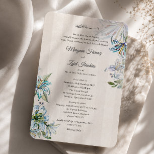 Islamische Nikah Blue Lily Elegante Hochzeit Einladung