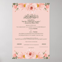 Islamische Nikah-Urkunde Blush Pink Wasserfarbe
