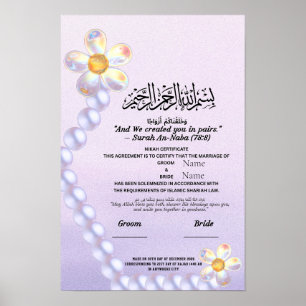 Islamische Nikah-Urkunde Schillernde Glasblume Poster