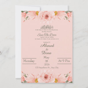 Islamische Save-the-Date-Karte Blush Pink Aquarell Save The Date