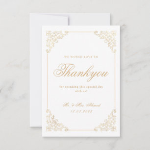 Islamische White Gold Hochzeit Dankeschön-Karte Dankeskarte