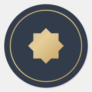 Islamischer Achtspitz-Stern Navy Gold Aufkleber
