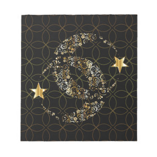 Islamischer Blumenmond und Stern Notizblock