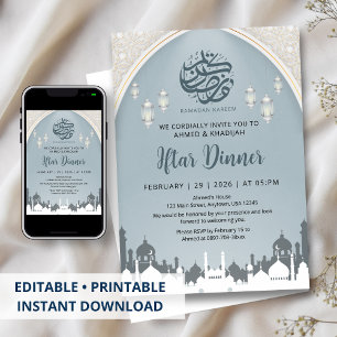 Islamischer Bogen und Laternen Ramadan Iftar-Einla Einladung