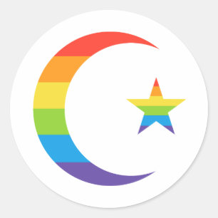 Islamischer Crescent & Star-Gay Pride-LGBTQ Runder Aufkleber
