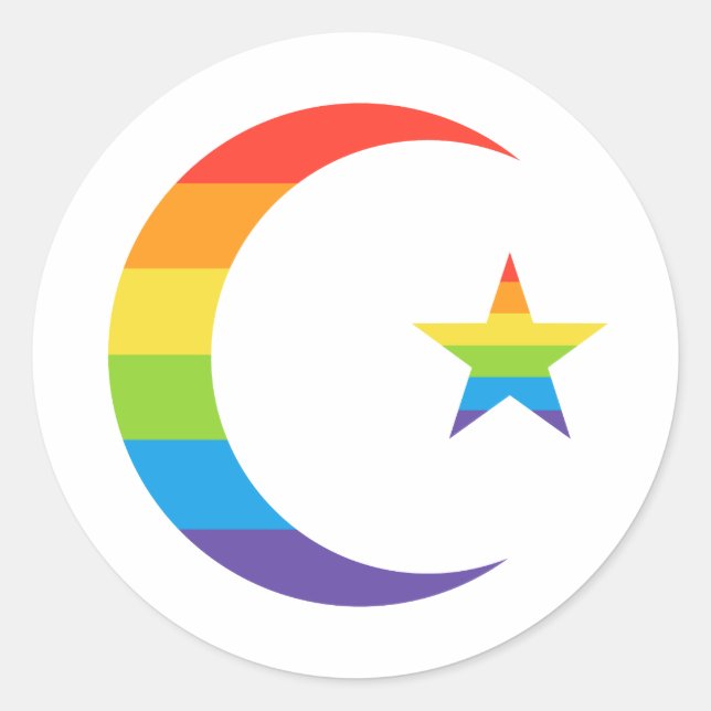 Islamischer Crescent & Star-Gay Pride-LGBTQ Runder Aufkleber (Vorderseite)