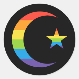 Islamischer Crescent & Star-Gay Pride-LGBTQ Runder Aufkleber
