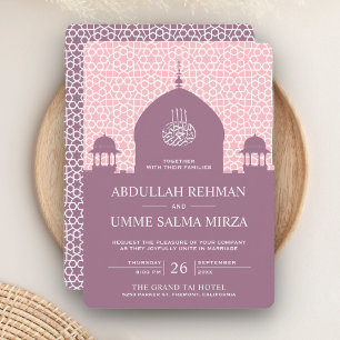 Islamischer Dom Pastel Lila muslimische Hochzeit Einladung