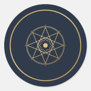 Islamischer geometrischer Medaillon Navy Gold Aufk Runder Aufkleber
