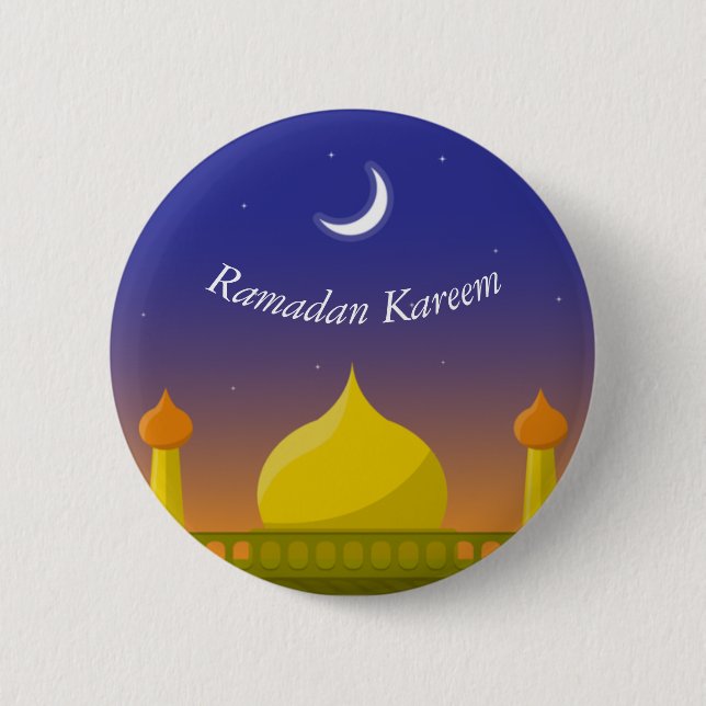 Islamischer Halbmond Ramadan Kareem Typografische  Button (Vorderseite)