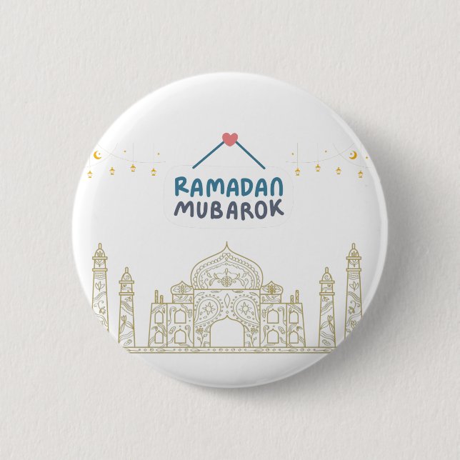 Islamischer Halbmond Ramadan Kareem Typografische  Button (Vorderseite)